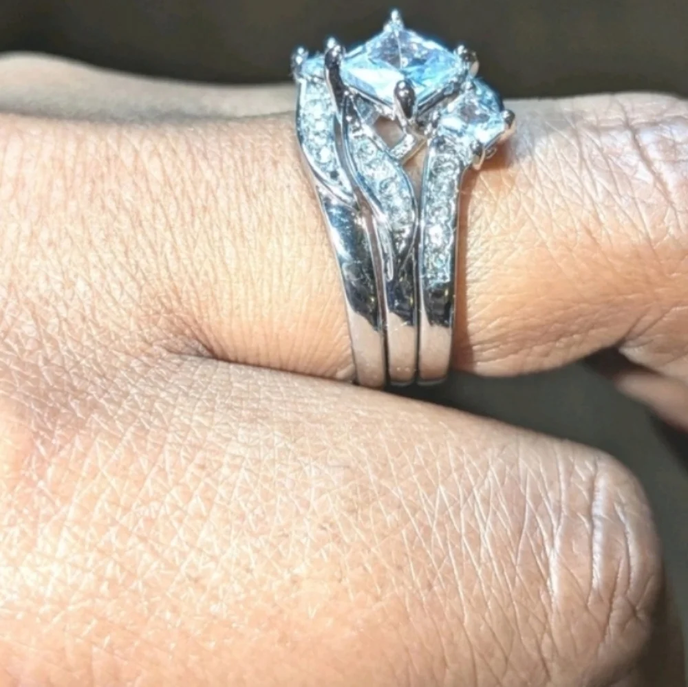 Womens 4ct Intricate Detailed Lab Created Diamond Engagement Ring Set Sz7